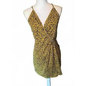 BCBG Yellow and Black Patterned Women's Mini Dress, size 4
